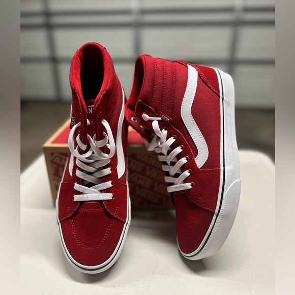 Vans “Filmore” Hi Suede/Canvas Chili Pepper Size US Mens 8 Red/White - Picture 5 of 9